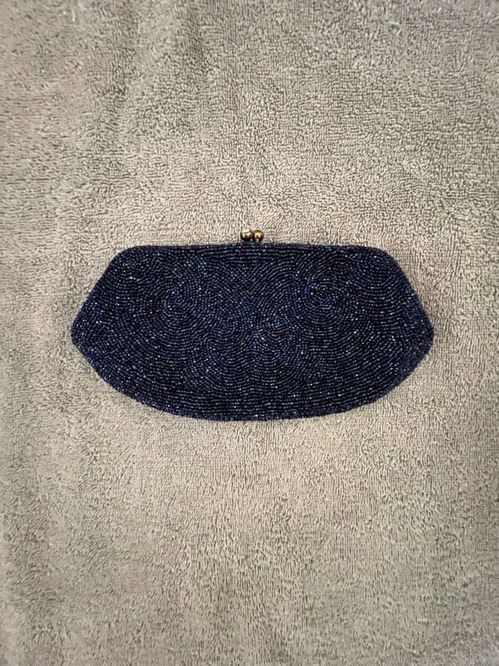 Vintage Beaded Dark Blue Evening Clutch Bag, Hand Made by in Belgium by WALBORG